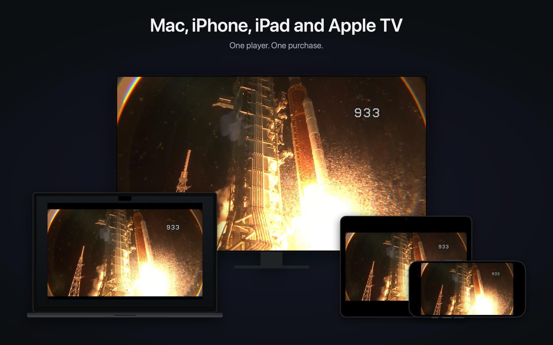 Artemis I lifting off, on a television, a MacBook, an iPad and an iPhone at once